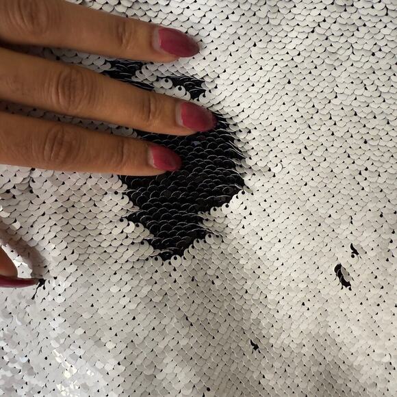 Stardust sz S black white sequin color change mini skirt - Picture 2 of 7